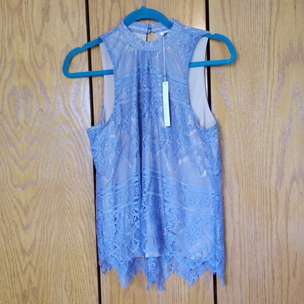 Brand new lace top purple-blue hue